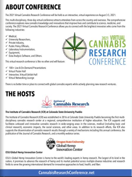 The 2021 Virtual Cannabis Research Conference