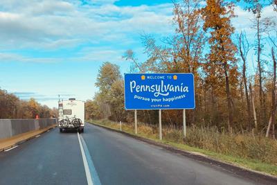 The welcome to Pennsylvania sign