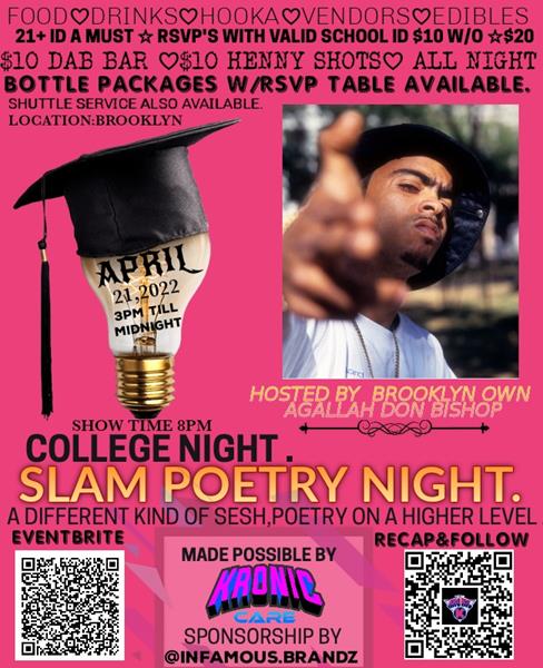 Slam poetry College night . All are welcome!